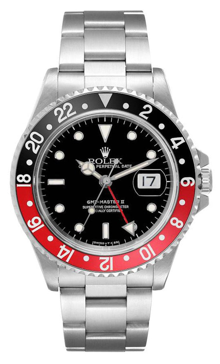 Rolex 40mm GMT Master II Black & Red Bezel Coke - 16710