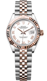 Rolex Lady Datejust 28mm Two-Tone Everose White Roman Dial Jubilee - 279171 - New 2024