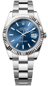 Rolex Datejust 41mm Fluted Bezel Blue Index Dial Oyster - 126334 - Brand New 2024