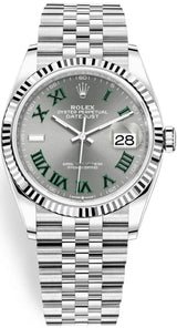 Rolex Datejust 36mm Fluted Bezel "Wimbledon" Roman Dial Jubilee - 126234 - New 2025