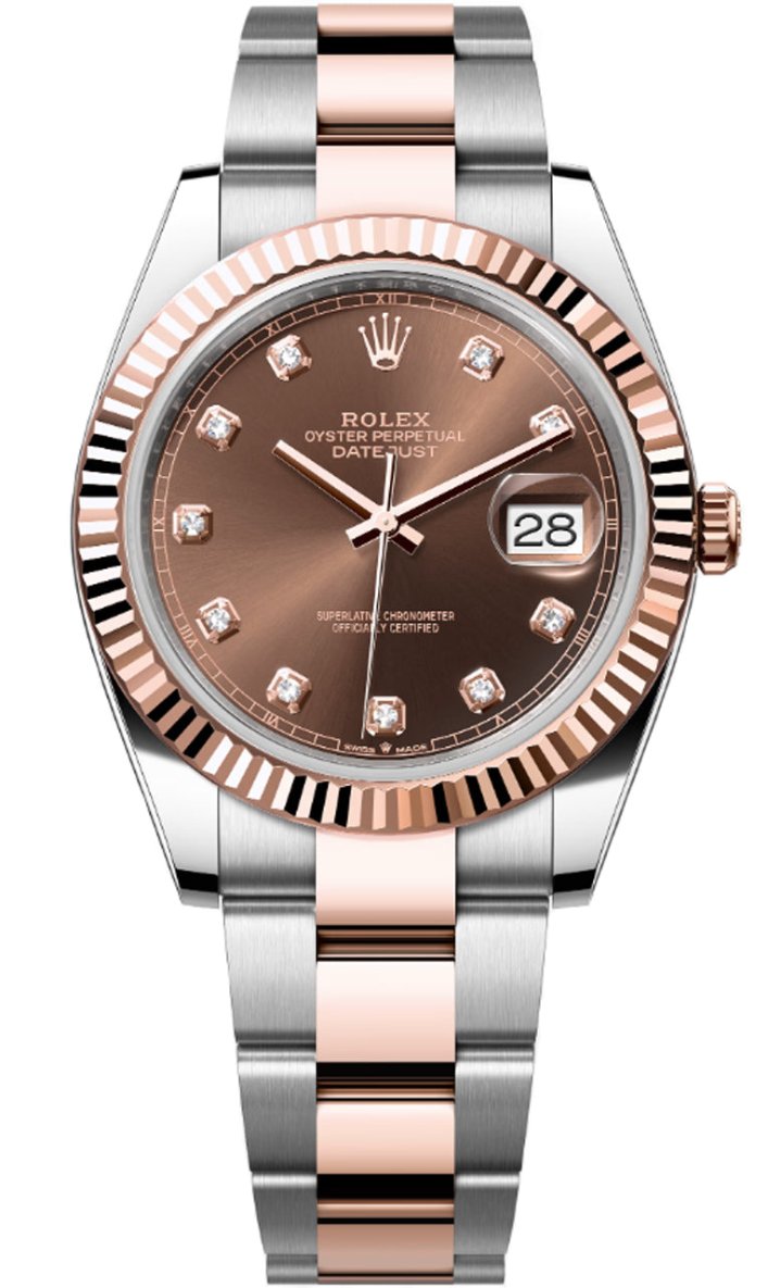 Rolex Datejust 41m Two-Tone Everose Gold Fluted Bezel Chocolate Diamond Dial Oyster - 126331 - Brand New 2024