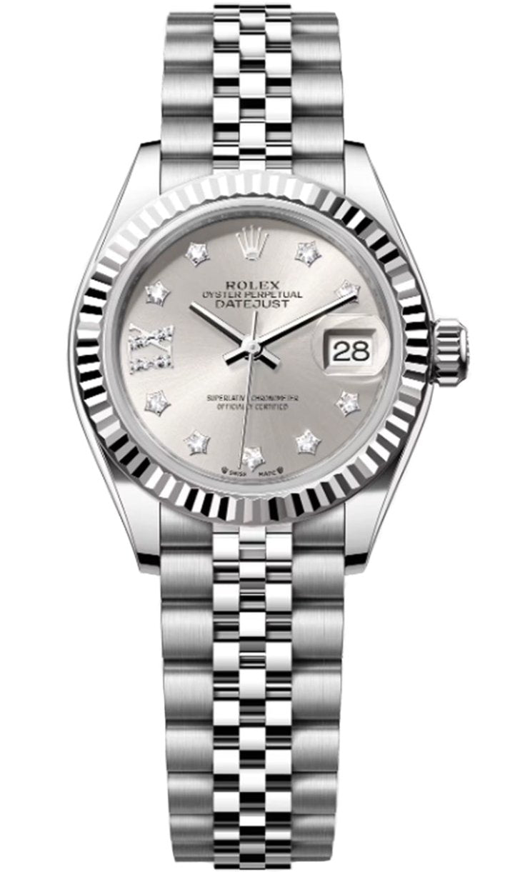 Rolex Lady Datejust 28mm Silver Star Diamond Dial Jubilee - 279174 - New 2024