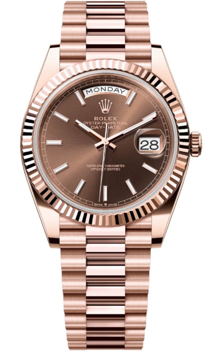 Rolex Day-Date "President" 40mm Everose Gold Chocolate Index Dial - 228235 - New 2025