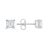 Asscher Cut Lab Grown Diamond Earrings - 4 Prong Push Back Setting