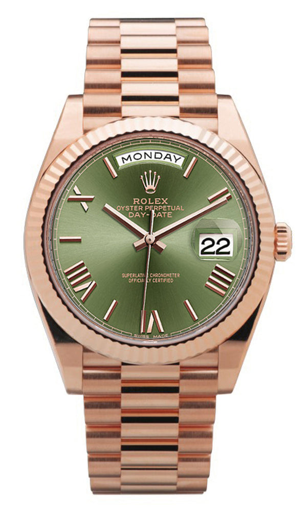 Rolex Day Date President Rose Gold 40mm Green Roman Dial - 228235 - New 2023