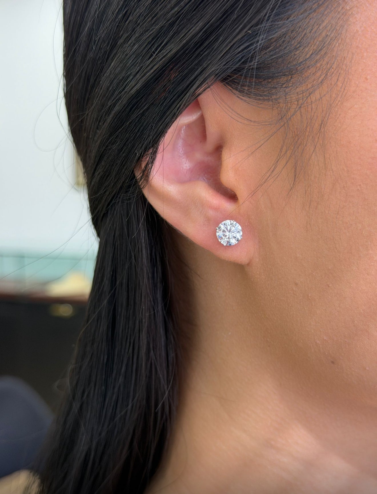 Lab Grown Round Diamond Stud Earrings -  4 Prong Push Back and Screw Back Martini Setting
