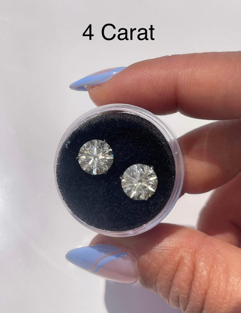 Lab Grown Round Diamond Stud Earrings -  4 Prong Push Back Martini Setting