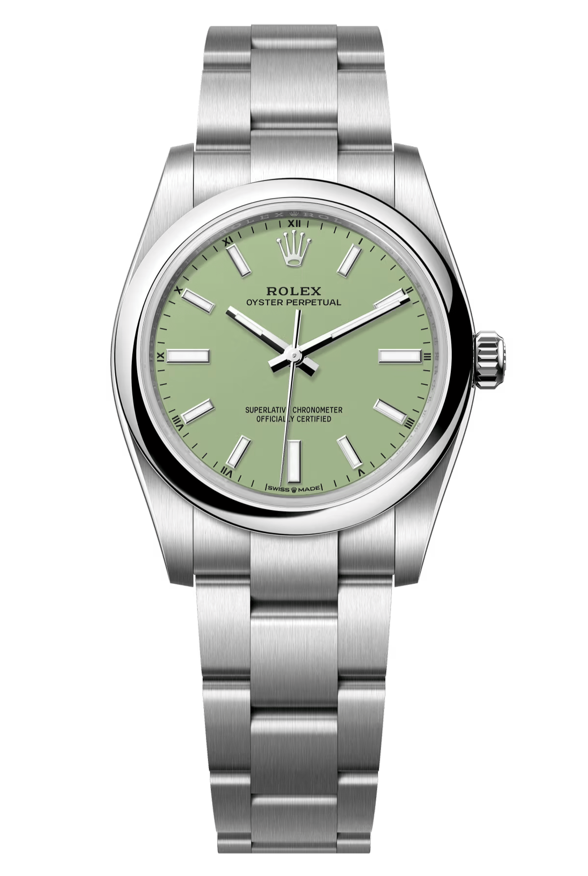Rolex Oyster Perpetual 34mm Pistachio Dial Oyster Bracelet – 124200 – New 2025 / 2026