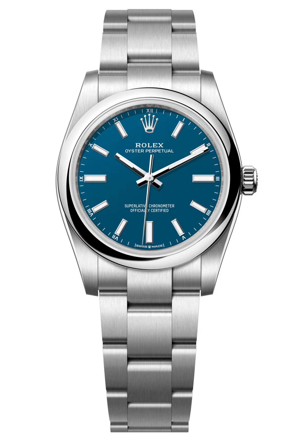Rolex Oyster Perpetual 34mm Medium Blue Dial Oyster Bracelet – 124200 – New 2025 / 2026