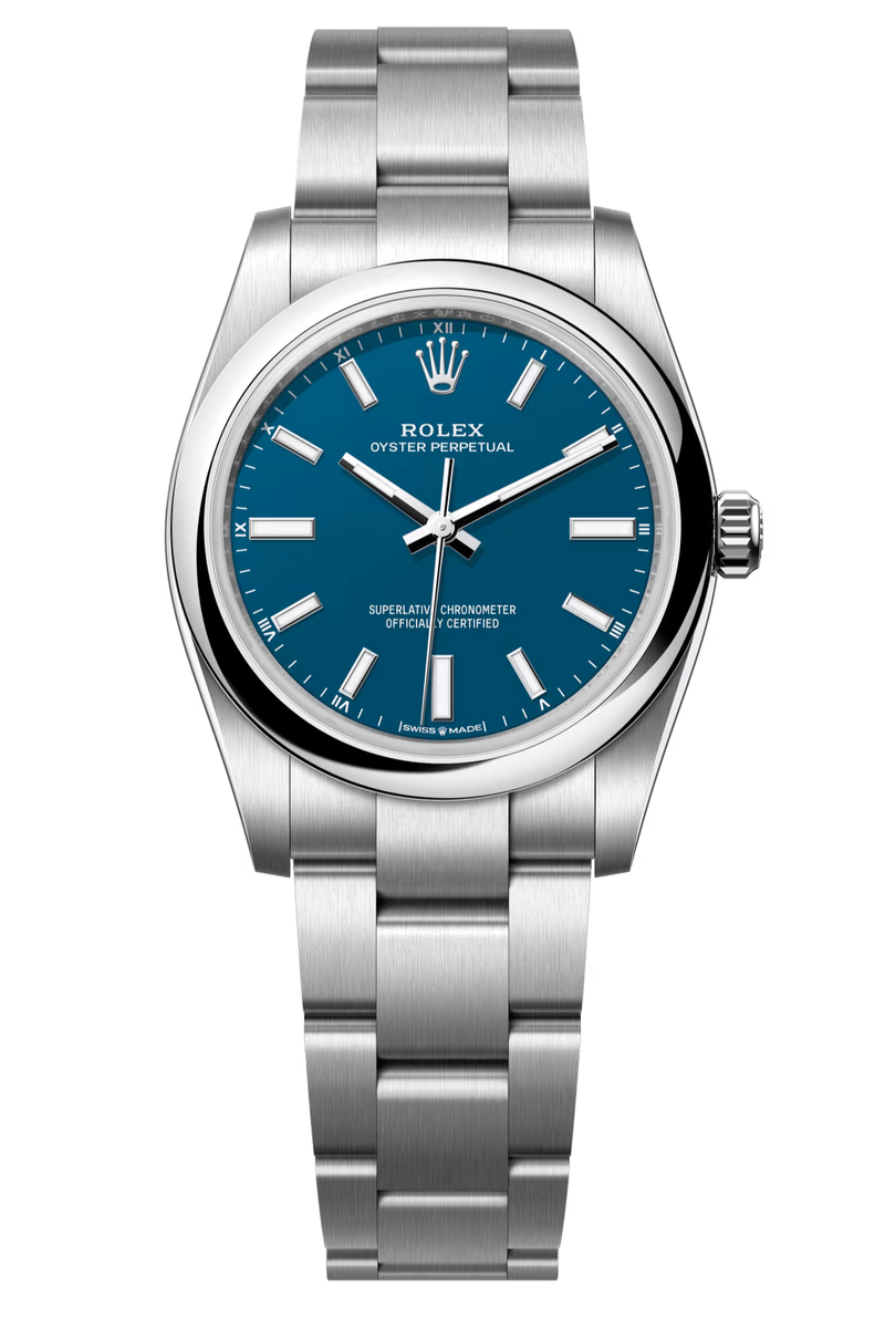 Rolex Oyster Perpetual 34mm Med Blue Dial - 124200 - New 2025