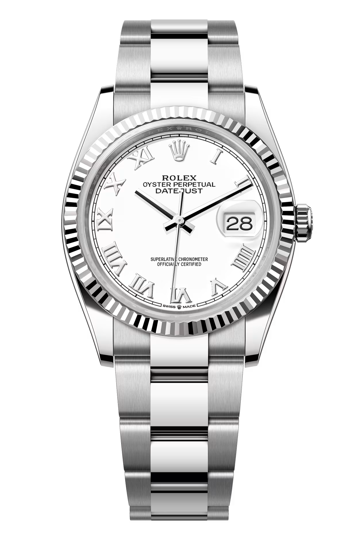 Rolex Datejust 36mm White Roman Dial Fluted Bezel Oyster Bracelet 126234 – New 2025 / 2026