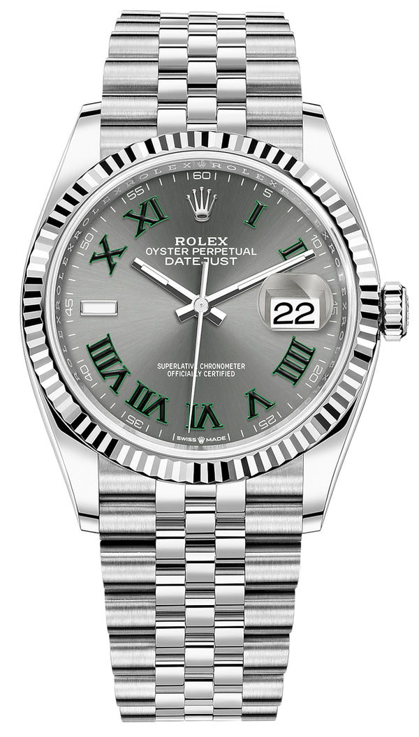 Rolex Datejust 36mm Fluted Bezel "Wimbledon" Roman Dial Jubilee - 126234 - New 2025