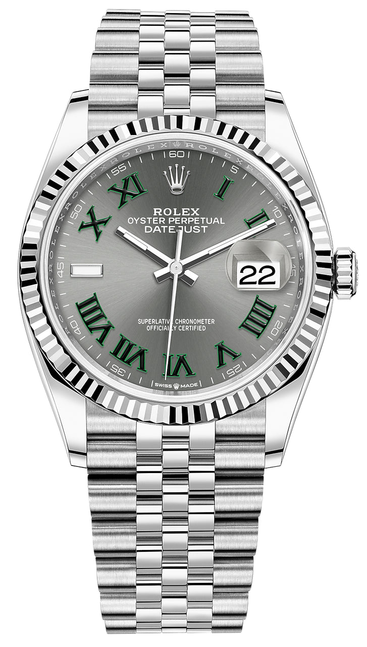 Rolex Datejust 36mm Fluted Bezel "Wimbledon" Roman Dial Jubilee - 126234 - New 2025
