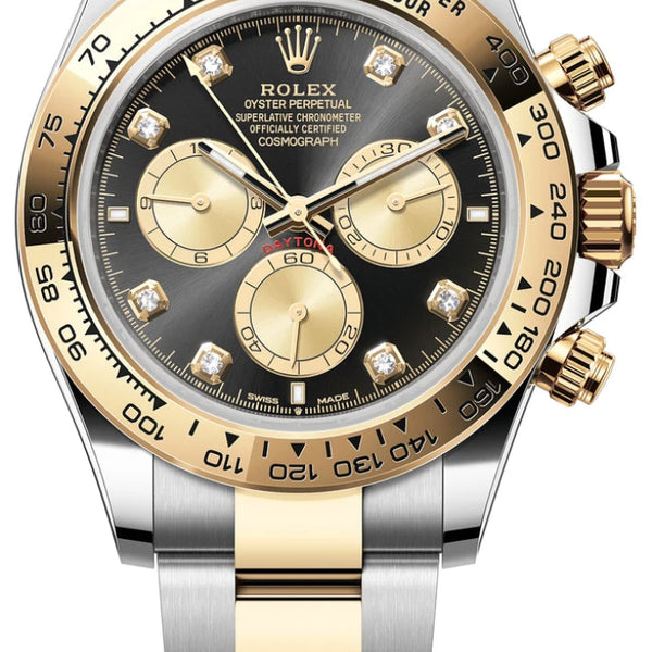 Rolex Cosmograph Daytona 40mm Two-Tone Yellow Gold Black Diamond