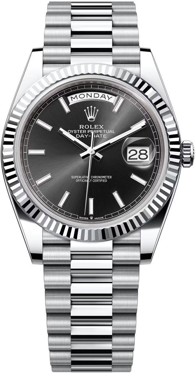 Rolex Day-Date "President" 40mm Platinum Black Index Dial - 228236 - New 2024