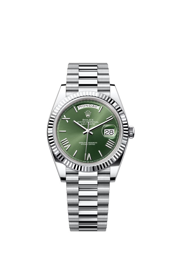 Rolex Day-Date "President" 40mm Platinum Olive Roman Dial - 228236 - Brand New 2024
