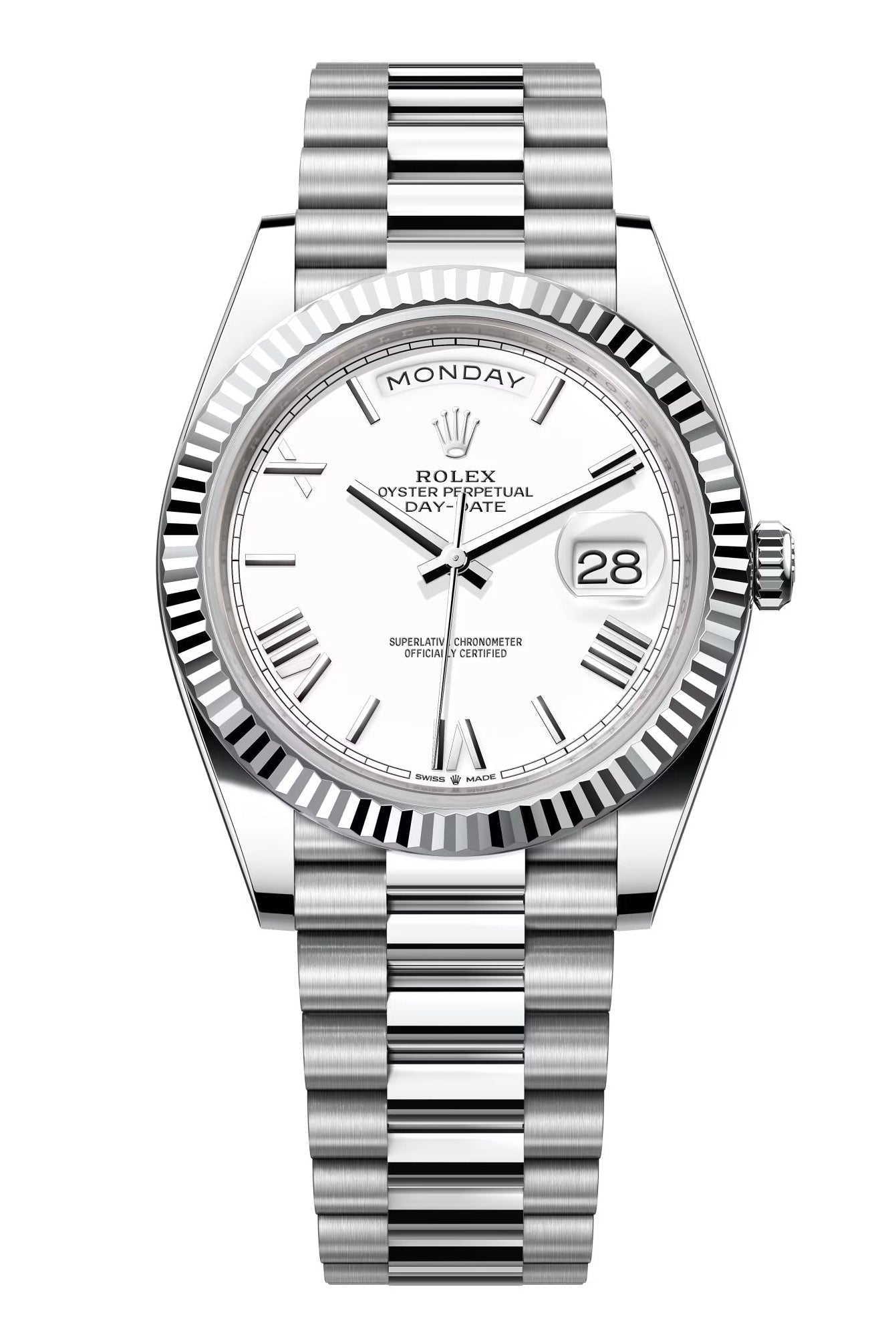Rolex Day-Date "President" 40mm Platinum White Roman Dial - 228236 - New 2025