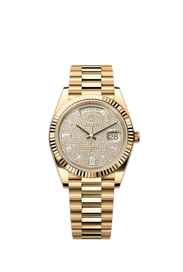 Rolex Yellow Gold President Day Date 40mm Diamond Pave Dial - 228238 - New 2024