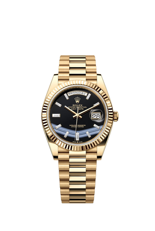 Rolex Yellow Gold President Day Date 40mm Onyx Diamond Dial - 228238 - New 2024