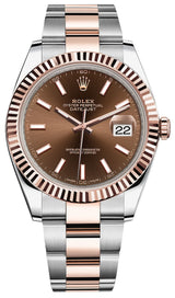 Rolex Datejust 41mm Two-Tone Everose Gold Fluted Bezel Chocolate Index Dial Oyster - 126331 - Brand New 2024