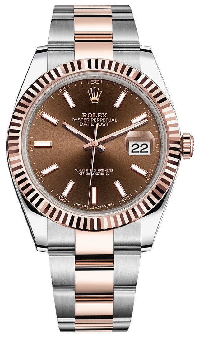Rolex Datejust Stainless Steel Chocolate Index Stick Dial 41mm Oyster - 126331 - New 2023