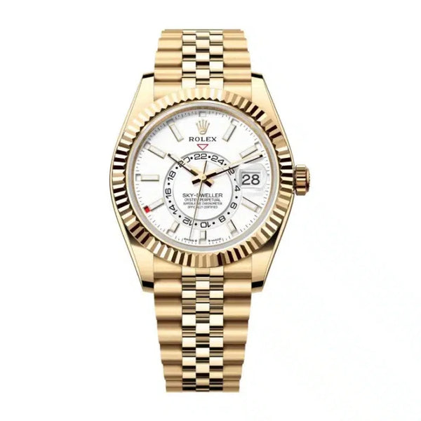 Rolex Sky-Dweller 42mm Yellow Gold White Dial Jubilee - 336938 - Brand New 2024