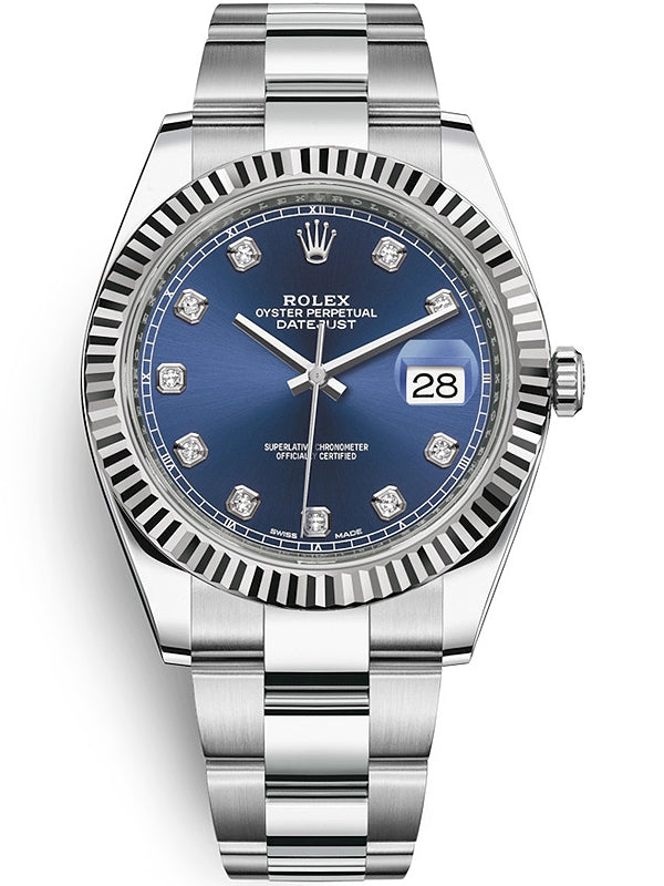 Rolex Datejust Stainless Steel 41mm Blue Diamond Oyster - 126334 - New 2023