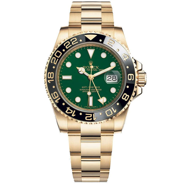 Rolex 40mm GMT Master II Yellow Gold Green Dial - 116718