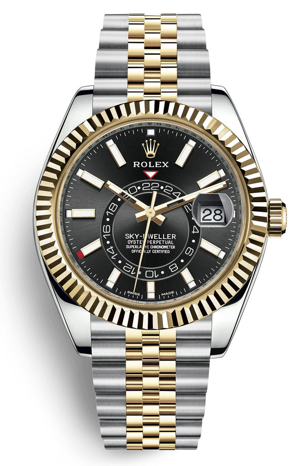 Rolex Sky Dweller Black Dial Stainless Steel and Yellow - Jubilee 42mm - 326933 - New 2023