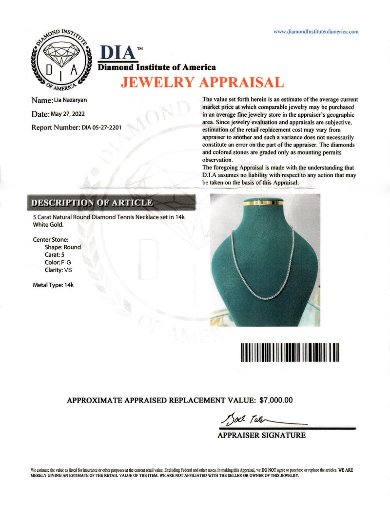 Custom Listing for Morgan 8 Carat Diamond Tennis Necklace - Three Prong