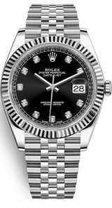 Rolex Datejust 41mm Fluted Bezel Black Diamond Dial Jubilee - 126334 - New 2025