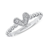 Round Diamond Heart Beaded Fashion Ring