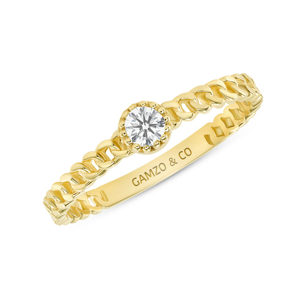 Yellow Gold Round Link Ring
