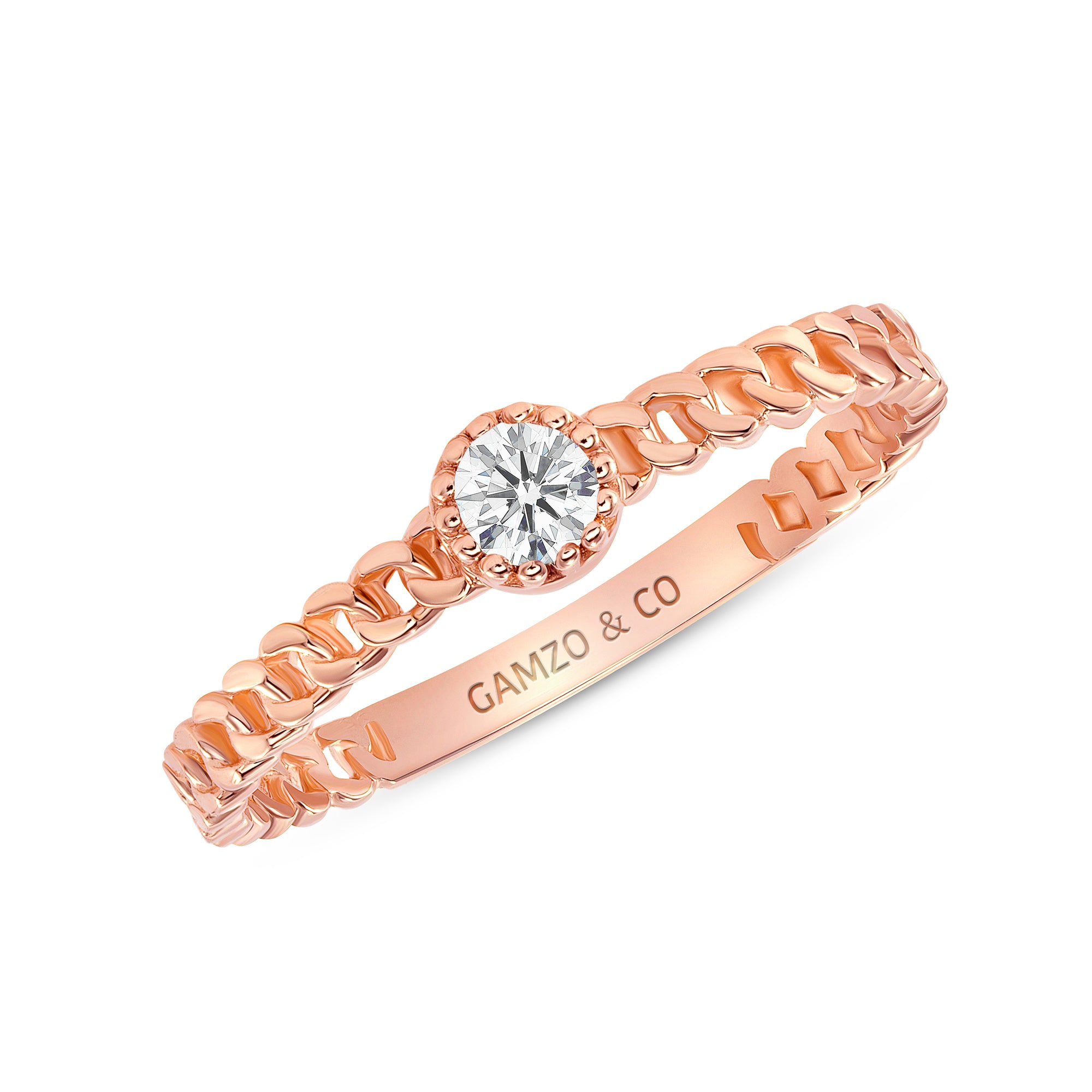 Rose Gold Round Link Ring