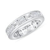Emerald Cut Natural Diamond Eternity Band - East West Channel Set