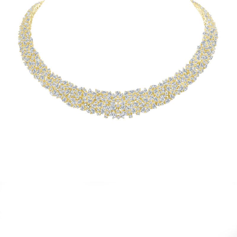 Gold Diamond Cluster Necklace