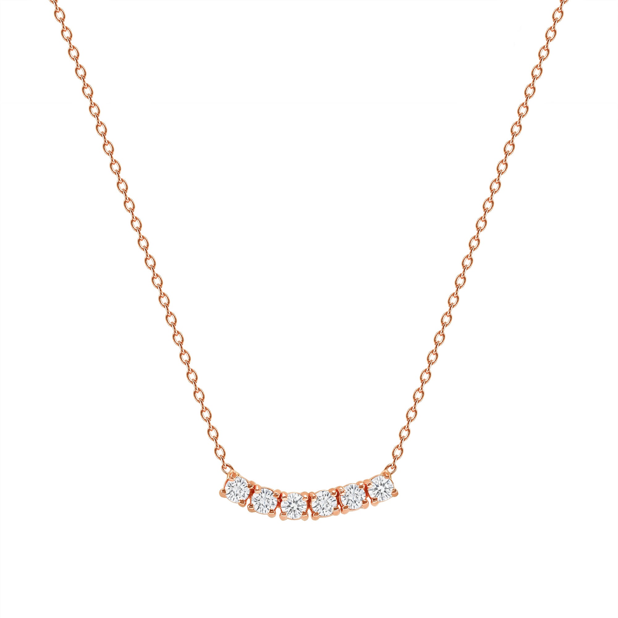 Petite Diamond Six Stone Curved Necklace