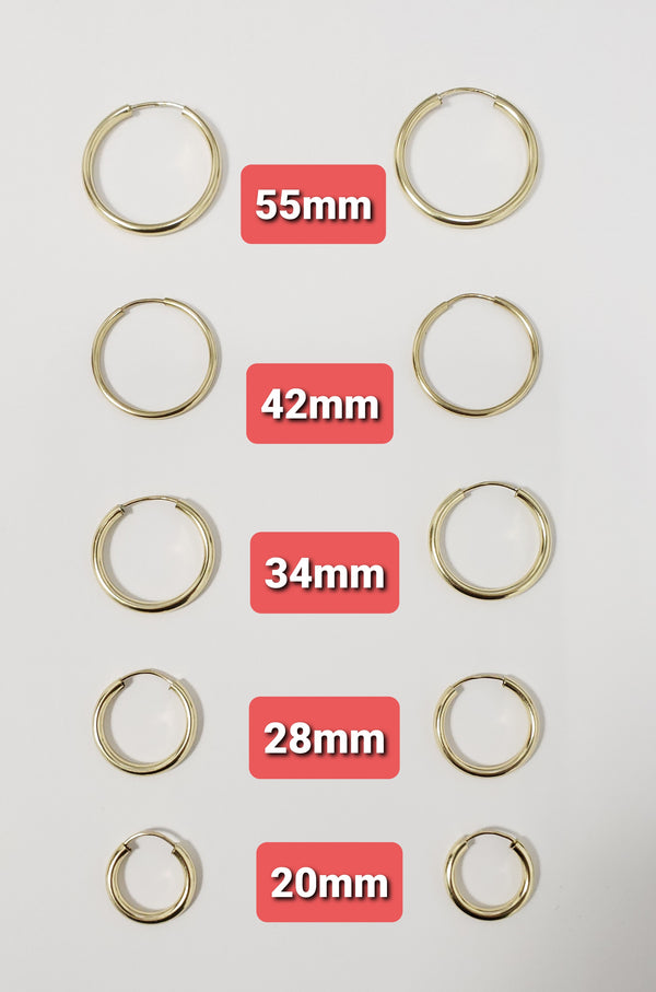 14k Solid Gold Classic Hoop Earrings