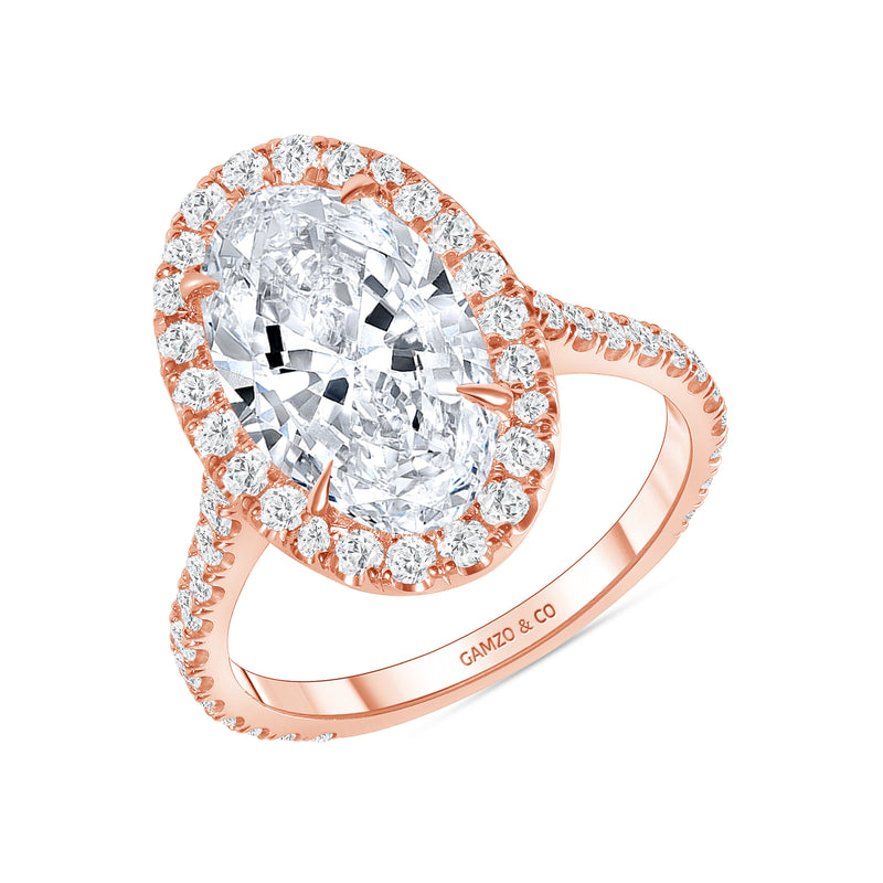 Rose Gold Oval Diamond Halo Ring