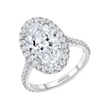 White Gold Oval Diamond Halo Ring