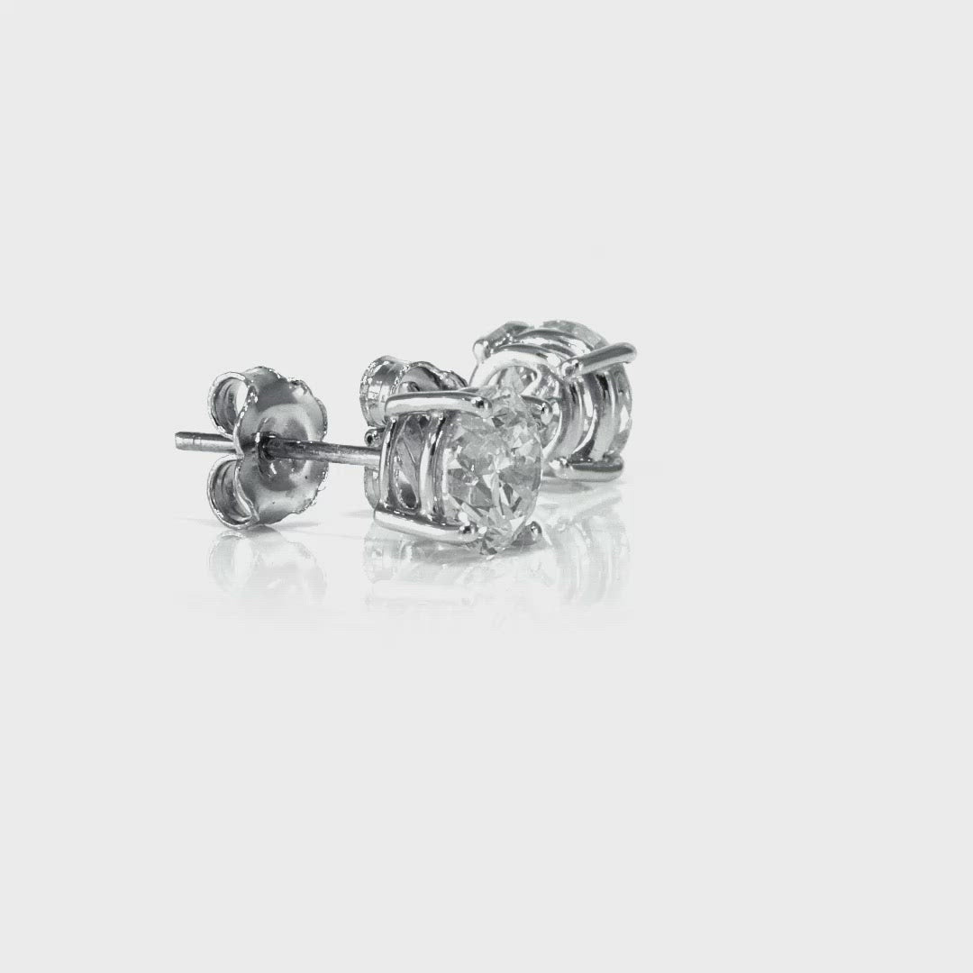 Diamond Stud Earrings - 4 Prong Push Back Martini Setting
