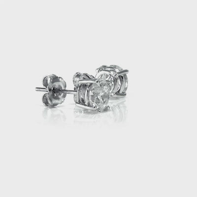 Diamond Stud Earrings - 4 Prong Push Back Martini Setting