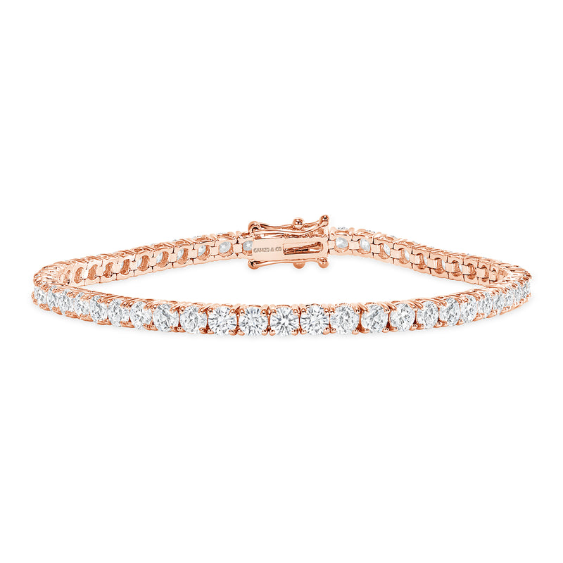 Rose Gold Diamond Tennis Bracelet - Round Diamonds