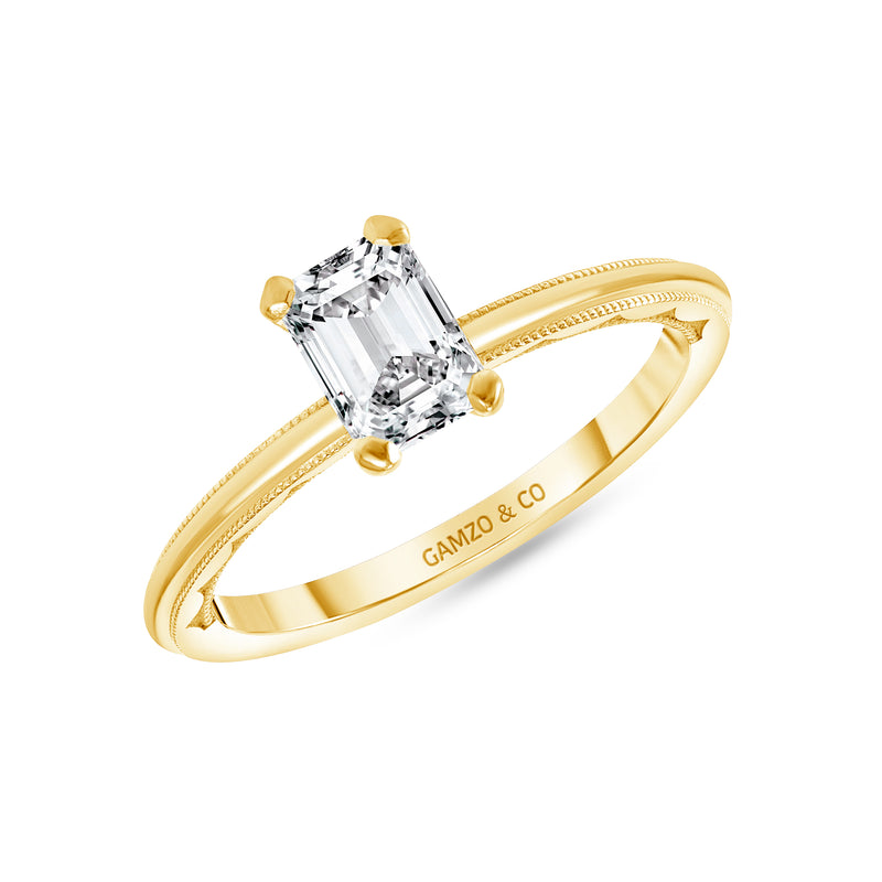 Gold Emerald Diamond Engagement Ring