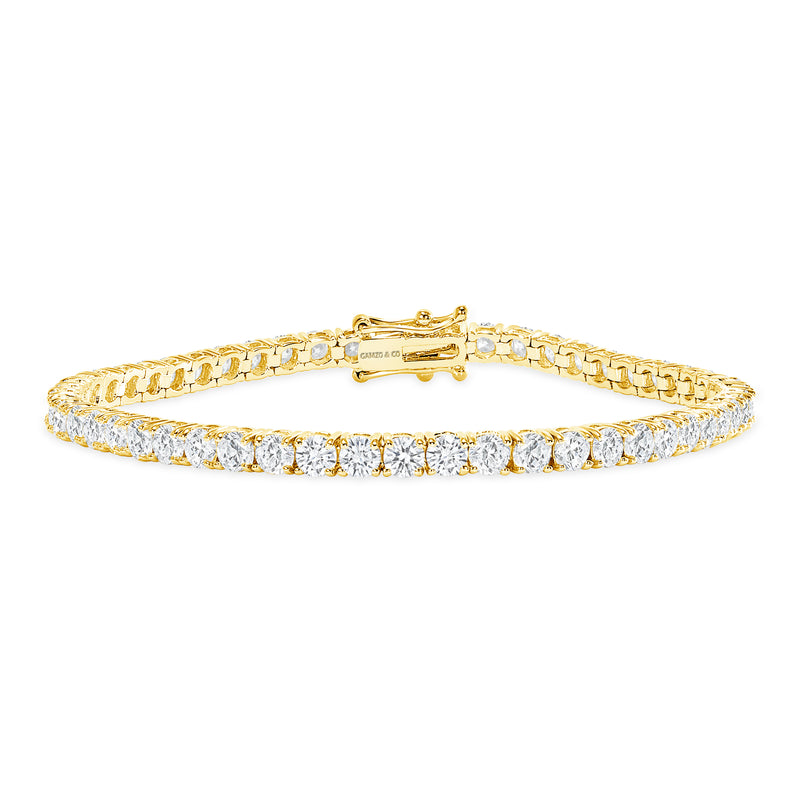 Yellow Gold Diamond Tennis Bracelet - Round Diamonds