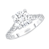 White Gold Round Pave Diamond Engagement Ring