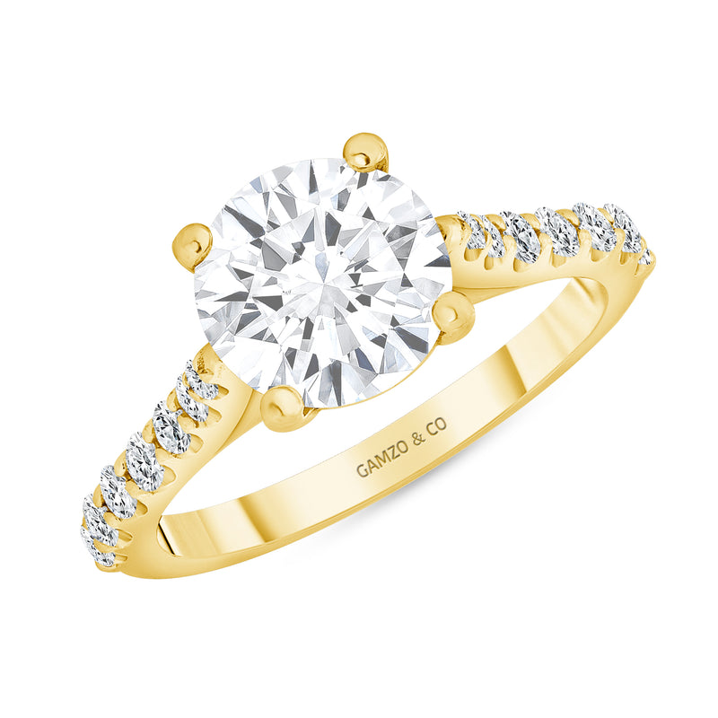 Gold Round Pave Diamond Engagement Ring