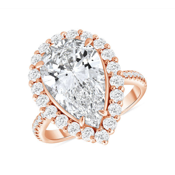 Rose Gold Pear Shape Diamond Halo Engagement Ring