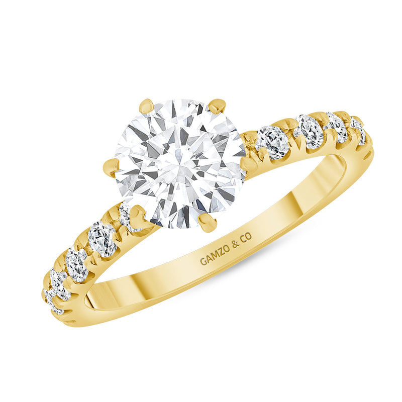  Gold Prong Diamond Engagement Ring - Round Cut