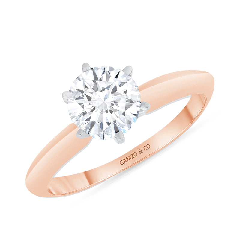 Rose Gold Six-Prong Solitaire Round Engagement Ring